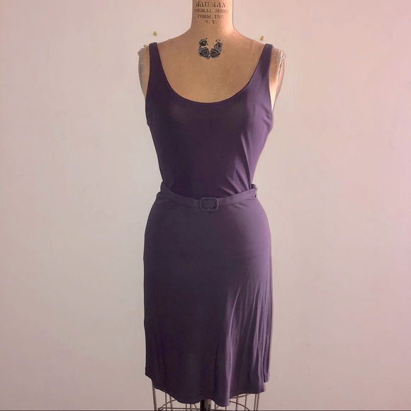 [EMPORIO ARMANI] Set:Signature Eggplant Knit jersey Top & A-line Belted Skirt